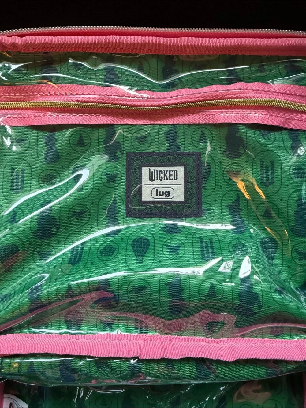 Lug x Wicked Whoosh Clearview Cosmetic Bag Case (Pink Green Glinda Elphaba Oz)